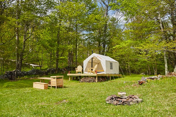 Iconic Tentrr Signature site with canvas wall tent.